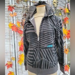 VOLCOM Cotton Blend Striped Graphic Hoodie